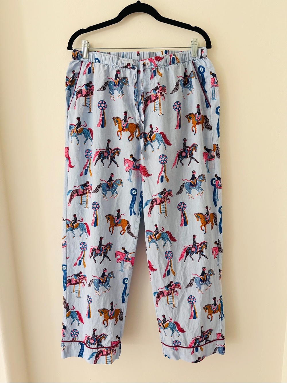 Printfresh Pajama Pants Bottoms in Horse Show Print Organic 100% Cotton Womens M